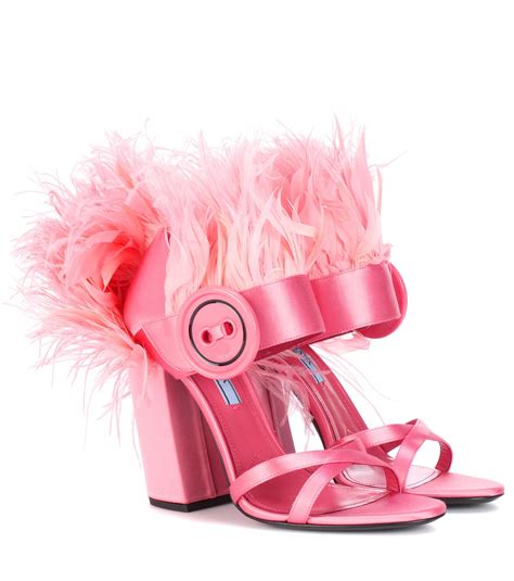 prada feather trimmed satin sandals|Prada Satin Feather Trim Sandals .